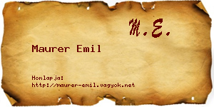 Maurer Emil névjegykártya